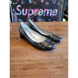 Caligarius Black Dark Gray Patent Leather Size 9.5